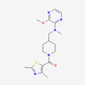 molecular formula C18H25N5O2S B2421199 N-{[1-(2,4-dimethyl-1,3-thiazole-5-carbonyl)piperidin-4-yl]methyl}-3-methoxy-N-methylpyrazin-2-amine CAS No. 2380084-14-8