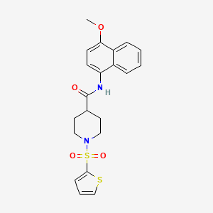 molecular formula C21H22N2O4S2 B2421223 N-(4-methoxynaphthalen-1-yl)-1-(thiophene-2-sulfonyl)piperidine-4-carboxamide CAS No. 941946-66-3