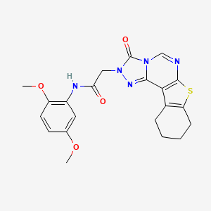N-(2,5-dimethoxyphenyl)-2-{5-oxo-10-thia-3,4,6,8-tetraazatetracyclo[7.7.0.0^{2,6}.0^{11,16}]hexadeca-1(9),2,7,11(16)-tetraen-4-yl}acetamide
