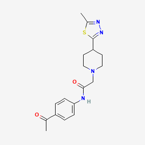molecular formula C18H22N4O2S B2421228 N-(4-acetylphenyl)-2-[4-(5-methyl-1,3,4-thiadiazol-2-yl)piperidin-1-yl]acetamide CAS No. 1325709-23-6