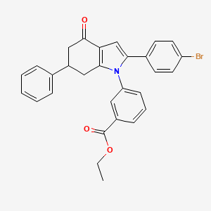molecular formula C29H24BrNO3 B2421231 Ethyl 3-(2-(4-bromophenyl)-4-oxo-6-phenyl-5,6,7-trihydroindolyl)benzoate CAS No. 1024474-10-9