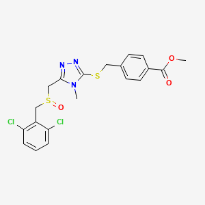 molecular formula C20H19Cl2N3O3S2 B2421246 methyl 4-{[(5-{[(2,6-dichlorobenzyl)sulfinyl]methyl}-4-methyl-4H-1,2,4-triazol-3-yl)sulfanyl]methyl}benzenecarboxylate CAS No. 344271-91-6