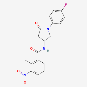 molecular formula C18H16FN3O4 B2421282 N-[1-(4-fluorophenyl)-5-oxopyrrolidin-3-yl]-2-methyl-3-nitrobenzamide CAS No. 896295-25-3