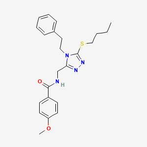 molecular formula C23H28N4O2S B2421290 N-((5-(butylthio)-4-phenethyl-4H-1,2,4-triazol-3-yl)methyl)-4-methoxybenzamide CAS No. 476448-15-4