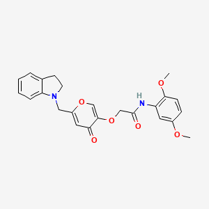 molecular formula C24H24N2O6 B2421302 N-(2,5-dimethoxyphenyl)-2-((6-(indolin-1-ylmethyl)-4-oxo-4H-pyran-3-yl)oxy)acetamide CAS No. 898456-28-5