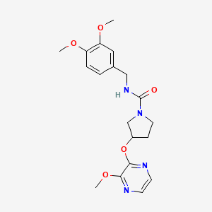 molecular formula C19H24N4O5 B2421305 N-(3,4-dimethoxybenzyl)-3-((3-methoxypyrazin-2-yl)oxy)pyrrolidine-1-carboxamide CAS No. 2034399-07-8