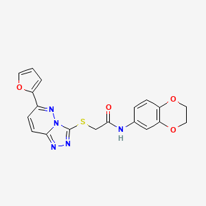 molecular formula C19H15N5O4S B2421329 N-(2,3-dihydro-1,4-benzodioxin-6-yl)-2-[[6-(furan-2-yl)-[1,2,4]triazolo[4,3-b]pyridazin-3-yl]sulfanyl]acetamide CAS No. 891098-53-6