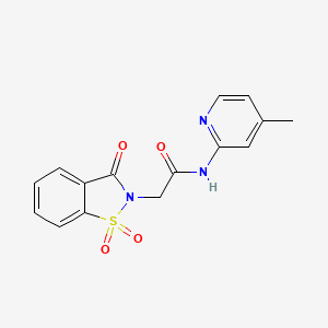 molecular formula C15H13N3O4S B2421340 2-(1,1-dioxido-3-oxobenzo[d]isothiazol-2(3H)-yl)-N-(4-methylpyridin-2-yl)acetamide CAS No. 899756-94-6