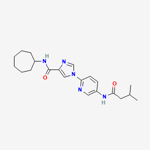 molecular formula C21H29N5O2 B2421383 N-cycloheptyl-1-[5-(3-methylbutanamido)pyridin-2-yl]-1H-imidazole-4-carboxamide CAS No. 1251684-68-0