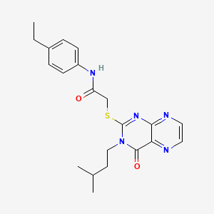 molecular formula C21H25N5O2S B2421436 N-(4-ethylphenyl)-2-{[3-(3-methylbutyl)-4-oxo-3,4-dihydropteridin-2-yl]sulfanyl}acetamide CAS No. 902881-13-4