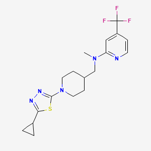 molecular formula C18H22F3N5S B2421450 N-{[1-(5-cyclopropyl-1,3,4-thiadiazol-2-yl)piperidin-4-yl]methyl}-N-methyl-4-(trifluoromethyl)pyridin-2-amine CAS No. 2415520-28-2