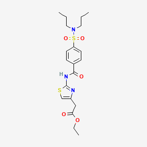 molecular formula C20H27N3O5S2 B2421460 ethyl 2-(2-(4-(N,N-dipropylsulfamoyl)benzamido)thiazol-4-yl)acetate CAS No. 361159-80-0