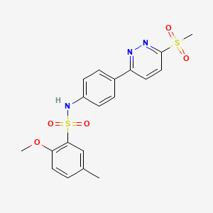 molecular formula C19H19N3O5S2 B2421472 N-[4-(6-methanesulfonylpyridazin-3-yl)phenyl]-2-methoxy-5-methylbenzene-1-sulfonamide CAS No. 921585-07-1