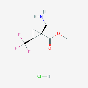 molecular formula C7H11ClF3NO2 B2421487 rac-methyl(1R,2R)-1-(aminomethyl)-2-(trifluoromethyl)cyclopropane-1-carboxylatehydrochloride CAS No. 2287238-32-6