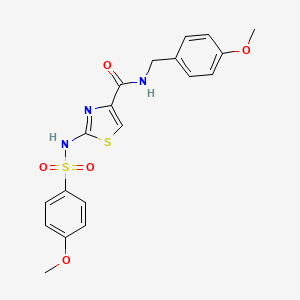 molecular formula C19H19N3O5S2 B2421491 N-(4-methoxybenzyl)-2-(4-methoxyphenylsulfonamido)thiazole-4-carboxamide CAS No. 1021098-08-7