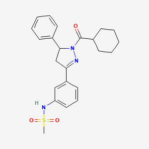 molecular formula C23H27N3O3S B2421497 N-(3-(1-(cyclohexanecarbonyl)-5-phenyl-4,5-dihydro-1H-pyrazol-3-yl)phenyl)methanesulfonamide CAS No. 851780-69-3