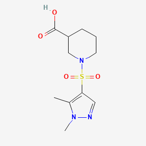 molecular formula C11H17N3O4S B2421501 1-(1,5-Dimethyl-1H-pyrazole-4-sulfonyl)-piperidine-3-carboxylic acid CAS No. 957313-95-0