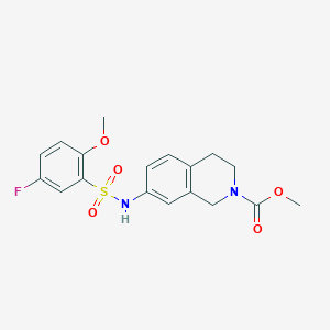molecular formula C18H19FN2O5S B2421510 Methyl 7-(5-fluoro-2-methoxybenzenesulfonamido)-1,2,3,4-tetrahydroisoquinoline-2-carboxylate CAS No. 1448074-66-5
