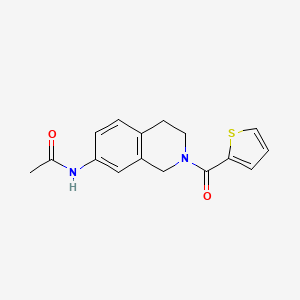 molecular formula C16H16N2O2S B2421527 N-(2-(thiophene-2-carbonyl)-1,2,3,4-tetrahydroisoquinolin-7-yl)acetamide CAS No. 955763-17-4