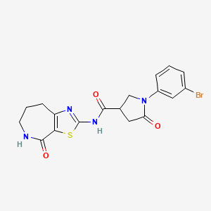 molecular formula C18H17BrN4O3S B2421535 1-(3-bromophenyl)-5-oxo-N-{4-oxo-4H,5H,6H,7H,8H-[1,3]thiazolo[5,4-c]azepin-2-yl}pyrrolidine-3-carboxamide CAS No. 1798041-96-9