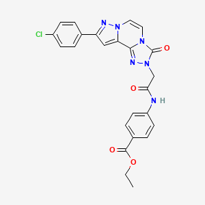 molecular formula C24H19ClN6O4 B2421596 ETHYL 4-({2-[9-(4-CHLOROPHENYL)-3-OXOPYRAZOLO[1,5-A][1,2,4]TRIAZOLO[3,4-C]PYRAZIN-2(3H)-YL]ACETYL}AMINO)BENZOATE CAS No. 1207051-87-3