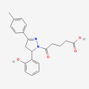 molecular formula C21H22N2O4 B2421603 5-(5-(2-hydroxyphenyl)-3-(p-tolyl)-4,5-dihydro-1H-pyrazol-1-yl)-5-oxopentanoic acid CAS No. 887222-64-2