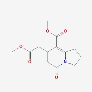 molecular formula C13H15NO5 B2421622 Methyl 7-(2-methoxy-2-oxoethyl)-5-oxo-1,2,3,5-tetrahydro-8-indolizinecarboxylate CAS No. 145474-06-2