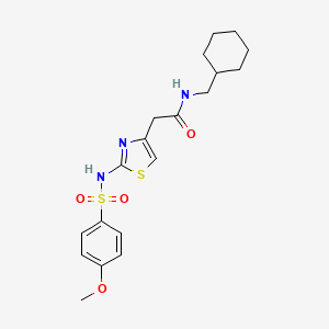 molecular formula C19H25N3O4S2 B2421647 N-(cyclohexylmethyl)-2-(2-(4-methoxyphenylsulfonamido)thiazol-4-yl)acetamide CAS No. 922075-20-5