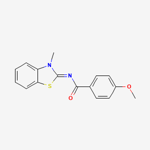 molecular formula C16H14N2O2S B2421650 4-methoxy-N-[(2Z)-3-methyl-2,3-dihydro-1,3-benzothiazol-2-ylidene]benzamide CAS No. 53641-54-6