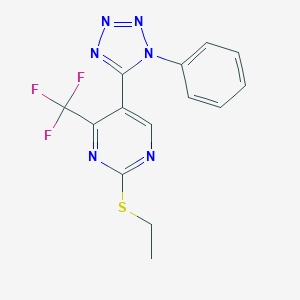2-(ethylsulfanyl)-5-(1-phenyl-1H-tetraazol-5-yl)-4-(trifluoromethyl)pyrimidine