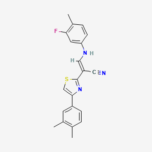 (E)-2-(4-(3,4-dimethylphenyl)thiazol-2-yl)-3-((3-fluoro-4-methylphenyl)amino)acrylonitrile