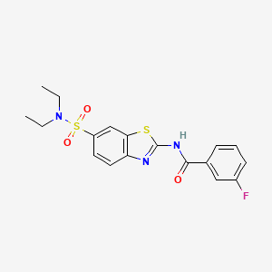 molecular formula C18H18FN3O3S2 B2421724 N-[6-(diethylsulfamoyl)-1,3-benzothiazol-2-yl]-3-fluorobenzamide CAS No. 865592-22-9