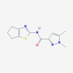 molecular formula C12H14N4OS B2421738 N-(5,6-dihydro-4H-cyclopenta[d]thiazol-2-yl)-1,5-dimethyl-1H-pyrazole-3-carboxamide CAS No. 1013785-61-9