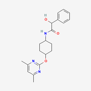 molecular formula C20H25N3O3 B2421746 N-((1r,4r)-4-((4,6-dimethylpyrimidin-2-yl)oxy)cyclohexyl)-2-hydroxy-2-phenylacetamide CAS No. 2034194-75-5