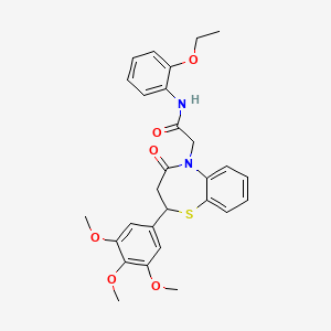 molecular formula C28H30N2O6S B2421752 N-(2-ethoxyphenyl)-2-[4-oxo-2-(3,4,5-trimethoxyphenyl)-2,3,4,5-tetrahydro-1,5-benzothiazepin-5-yl]acetamide CAS No. 847410-51-9