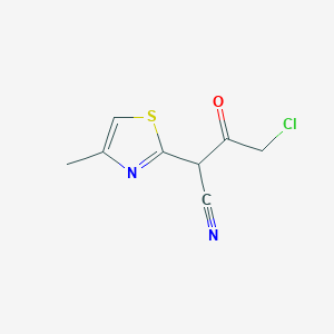 molecular formula C8H7ClN2OS B2421836 4-Chloro-2-(4-methyl-1,3-thiazol-2-yl)-3-oxobutanenitrile CAS No. 213251-00-4