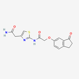 molecular formula C16H15N3O4S B2421854 N-(4-(2-amino-2-oxoethyl)thiazol-2-yl)-2-((3-oxo-2,3-dihydro-1H-inden-5-yl)oxy)acetamide CAS No. 1203015-17-1