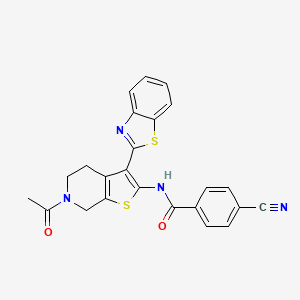 molecular formula C24H18N4O2S2 B2421859 N-[6-acetyl-3-(1,3-benzothiazol-2-yl)-4H,5H,6H,7H-thieno[2,3-c]pyridin-2-yl]-4-cyanobenzamide CAS No. 864859-49-4
