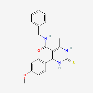 molecular formula C20H21N3O2S B2421883 N-benzyl-4-(4-methoxyphenyl)-6-methyl-2-thioxo-1,2,3,4-tetrahydropyrimidine-5-carboxamide CAS No. 439136-86-4