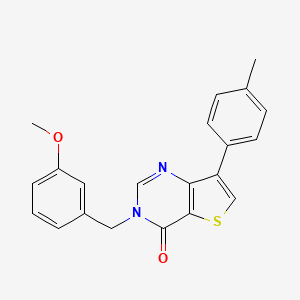 molecular formula C21H18N2O2S B2421900 3-[(3-methoxyphenyl)methyl]-7-(4-methylphenyl)-3H,4H-thieno[3,2-d]pyrimidin-4-one CAS No. 1207045-54-2