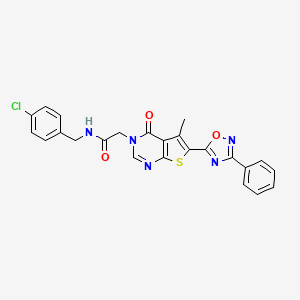 molecular formula C24H18ClN5O3S B2421902 N-(4-chlorobenzyl)-2-(5-methyl-4-oxo-6-(3-phenyl-1,2,4-oxadiazol-5-yl)thieno[2,3-d]pyrimidin-3(4H)-yl)acetamide CAS No. 1242912-07-7