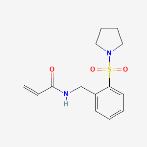 molecular formula C14H18N2O3S B2421929 N-(2-(Pyrrolidin-1-ylsulfonyl)benzyl)acrylamide CAS No. 2411253-78-4