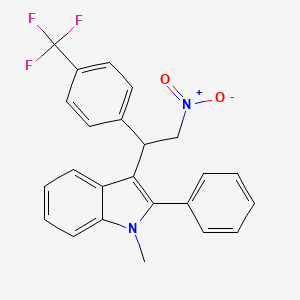 molecular formula C24H19F3N2O2 B2421944 1-methyl-3-{2-nitro-1-[4-(trifluoromethyl)phenyl]ethyl}-2-phenyl-1H-indole CAS No. 315234-70-9
