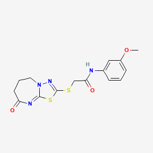 molecular formula C15H16N4O3S2 B2421947 N-(3-METHOXYPHENYL)-2-({8-OXO-5H,6H,7H,8H-[1,3,4]THIADIAZOLO[3,2-A][1,3]DIAZEPIN-2-YL}SULFANYL)ACETAMIDE CAS No. 851130-74-0