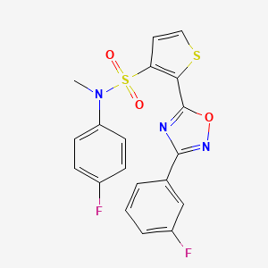 molecular formula C19H13F2N3O3S2 B2421952 N-(4-fluorophenyl)-2-[3-(3-fluorophenyl)-1,2,4-oxadiazol-5-yl]-N-methylthiophene-3-sulfonamide CAS No. 1207030-70-3