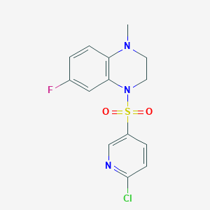 B2421962 4-[(6-Chloropyridin-3-yl)sulfonyl]-6-fluoro-1-methyl-1,2,3,4-tetrahydroquinoxaline CAS No. 1394689-59-8