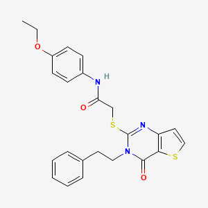 molecular formula C24H23N3O3S2 B2421975 N-(4-ethoxyphenyl)-2-{[4-oxo-3-(2-phenylethyl)-3H,4H-thieno[3,2-d]pyrimidin-2-yl]sulfanyl}acetamide CAS No. 440326-03-4