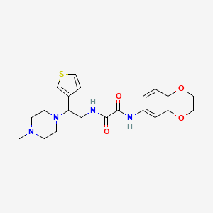 molecular formula C21H26N4O4S B2421986 N1-(2,3-dihydrobenzo[b][1,4]dioxin-6-yl)-N2-(2-(4-methylpiperazin-1-yl)-2-(thiophen-3-yl)ethyl)oxalamide CAS No. 946375-45-7