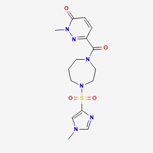 molecular formula C15H20N6O4S B2421991 2-methyl-6-(4-((1-methyl-1H-imidazol-4-yl)sulfonyl)-1,4-diazepane-1-carbonyl)pyridazin-3(2H)-one CAS No. 1903349-34-7