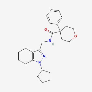 molecular formula C25H33N3O2 B2421993 N-[(1-cyclopentyl-4,5,6,7-tetrahydro-1H-indazol-3-yl)methyl]-4-phenyloxane-4-carboxamide CAS No. 1448057-48-4